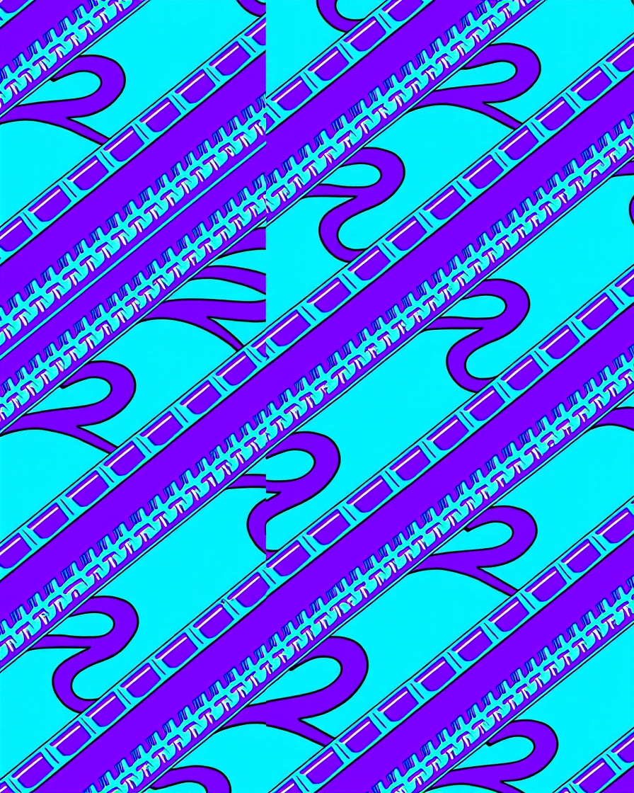 Electric Purple Diagonal Ribbons Rug