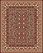 Ornate Red and Tan Medallion Rug