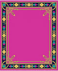 Vibrant Pink Gold Floral Border Rug