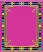 Vibrant Pink Gold Floral Border Rug