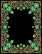 Golden Green Floral Art Nouveau Border Rug