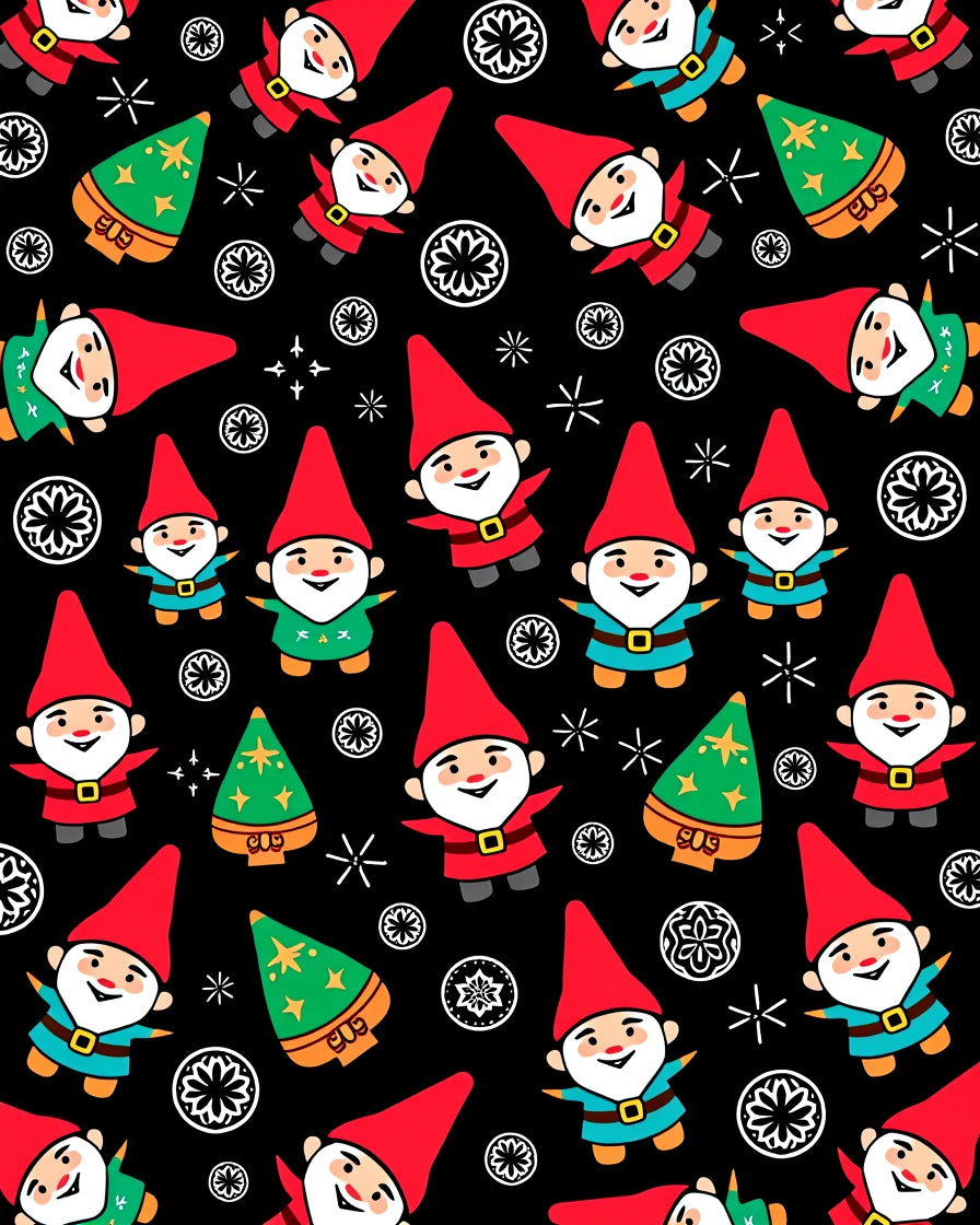Festive Gnome Christmas Tree Collage Rug