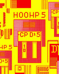 Red Yellow Pixelated Circuit Board Rug