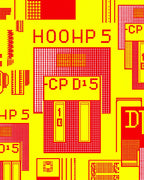 Red Yellow Pixelated Circuit Board Rug
