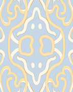 Pale Blue Swirled Filigree Abstract Rug
