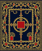 Regal Blue Gold Red Ornamented Rug