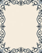 Ornate Scrollwork Ivory Black Border Rug