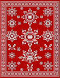 Red White Snowflake Holiday Accent Rug