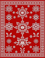 Red White Snowflake Holiday Accent Rug