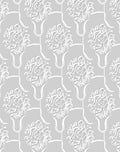 Soft Gray White Organic Floral Scroll Rug