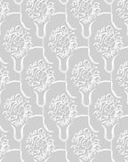 Soft Gray White Organic Floral Scroll Rug