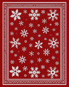 Festive Red Snowflake Winter Wonderland Rug