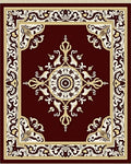 Burgundy Gold Medallion Scroll Frame Rug