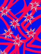 Shattered Starburst Red Blue Abstract Rug