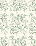 Pale Green Botanical Vine Scroll Rug