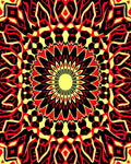 Crimson Yellow Mandala Sunburst Rug