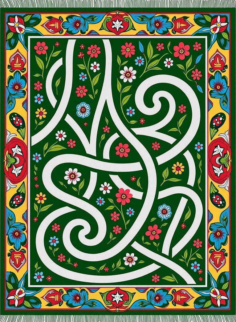 Emerald Green Floral Vine Intertwine Rug
