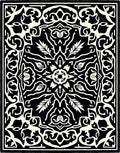 Black White ornate floral medallion Rug