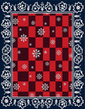 Red Black Buffalo Check Snowflakes Border Rug