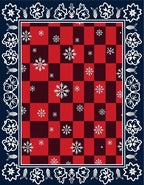 Red Black Buffalo Check Snowflakes Border Rug