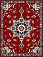 Crimson Tribal Mandala Floral Rug