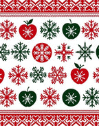 Festive Red Green Snowflake Apple Stripe Rug
