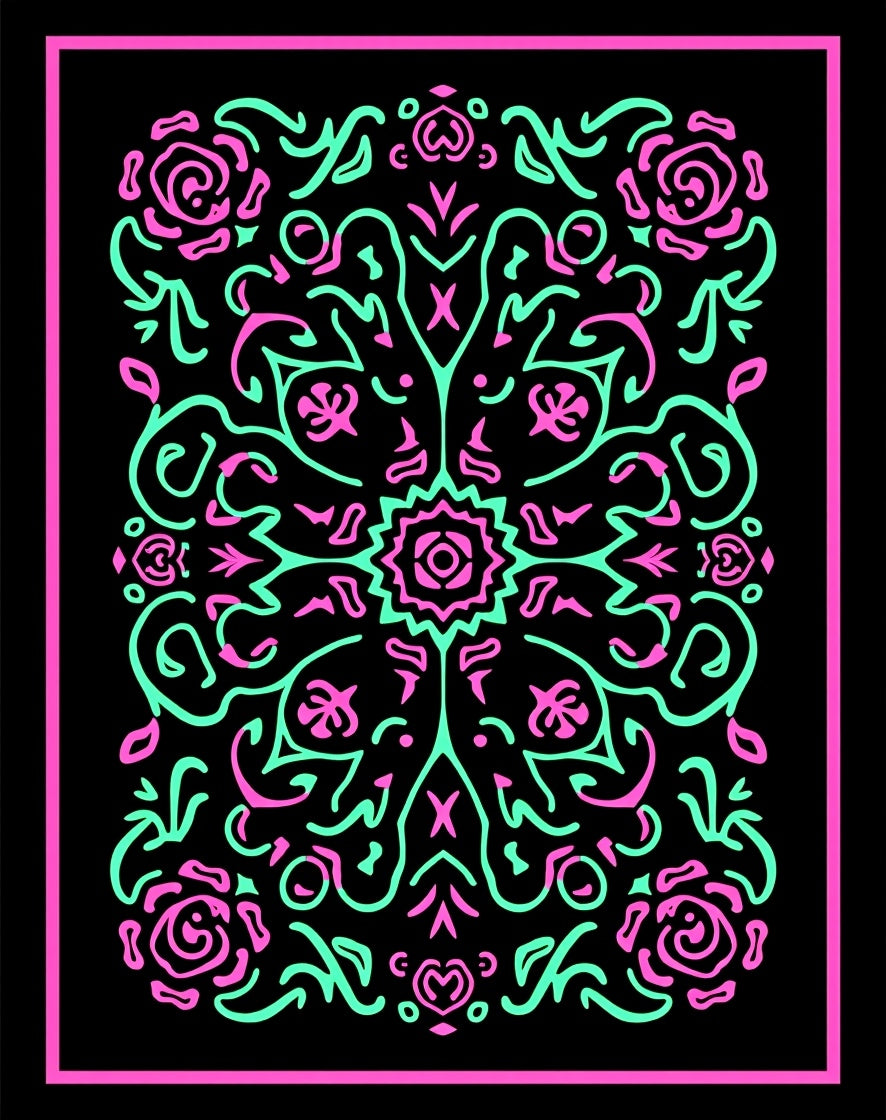 Fuchsia Mint Floral Scroll Radiance Rug
