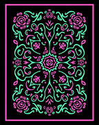 Fuchsia Mint Floral Scroll Radiance Rug