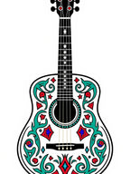 Whimsical Teal Red Diamond Guitar Rug