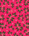 Vibrant Pink Green Leaf Vines Rug