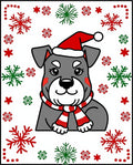 Festive Gray Canine Christmas Snowflakes Rug