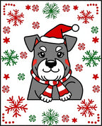 Festive Gray Canine Christmas Snowflakes Rug