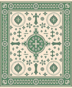 Green Cream Intricate Medallion Rug