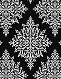 Elegant White Damask Noir Medallions Rug
