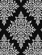 Elegant White Damask Noir Medallions Rug