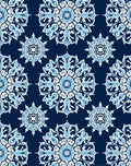 Navy Blue White Snowflake Medallion Rug