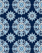 Navy Blue White Snowflake Medallion Rug