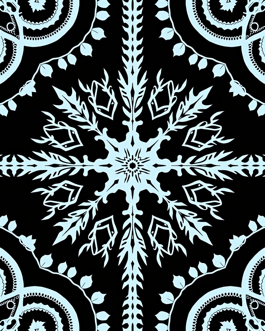 Sky Blue Snow Flake Mandala Rug