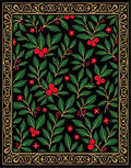 Crimson Berry Foliage Golden Border Rug
