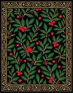 Crimson Berry Foliage Golden Border Rug