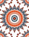 Vibrant Orange Blue Petal Mandala Rug