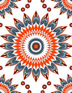 Vibrant Orange Blue Petal Mandala Rug