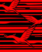 Crimson Bird Swoop Stripe Rug