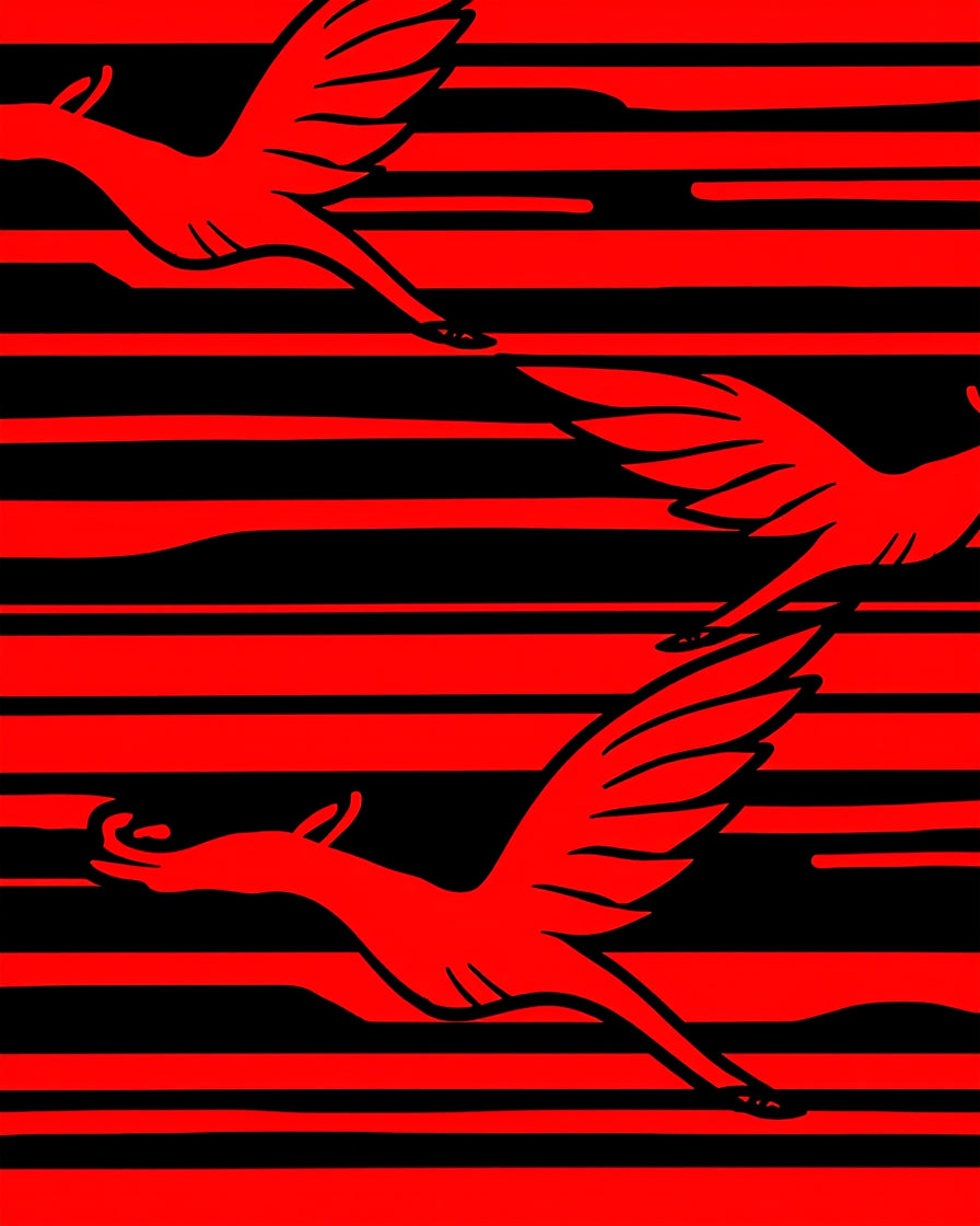 Crimson Bird Swoop Stripe Rug