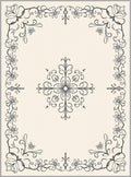 Cream Floral Vine Decorative Border Rug
