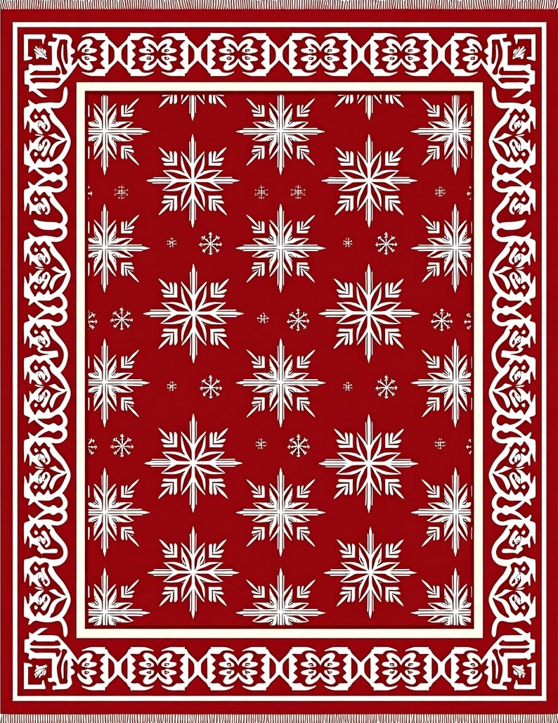 Crimson Snowfall Celestial Arrangement Rug