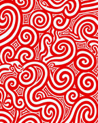 Bold Red Swirls Geometric Rug