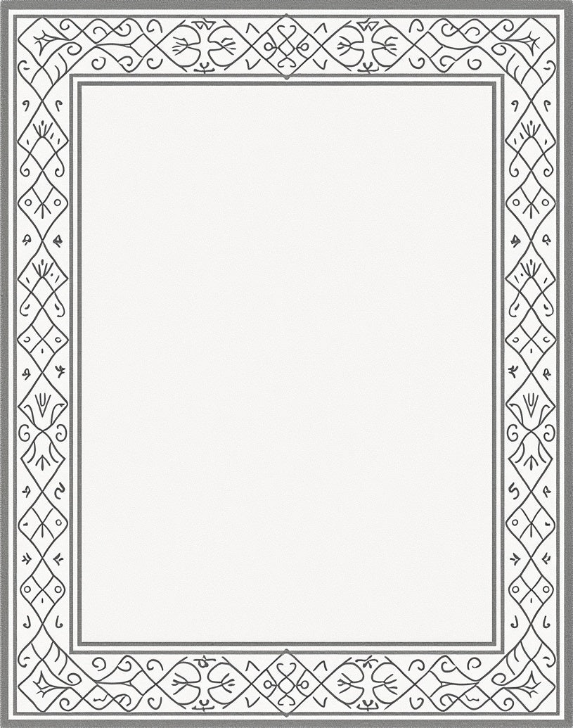 Geometric Grey Vine Border Rug