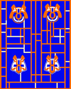 Bold Orange Blue Shield Emblem Rug