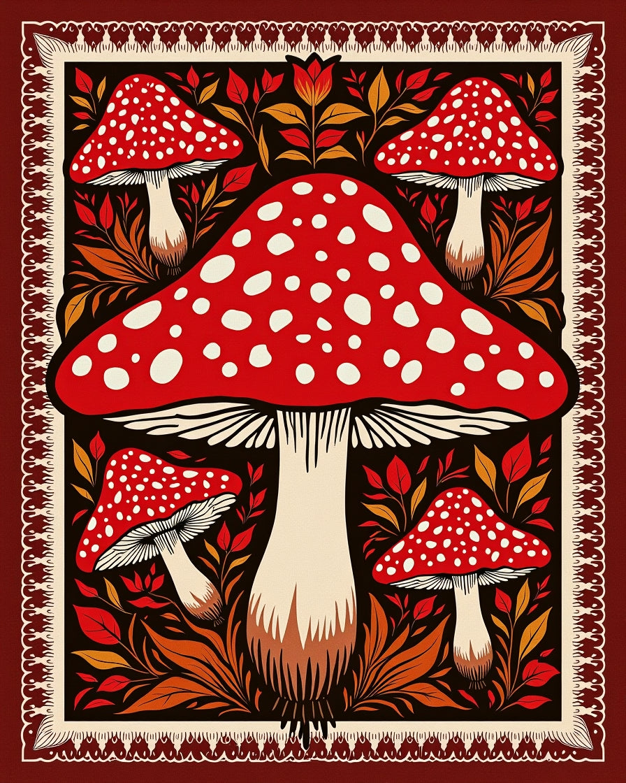 Crimson Fly Agaric Forest Companions Rug